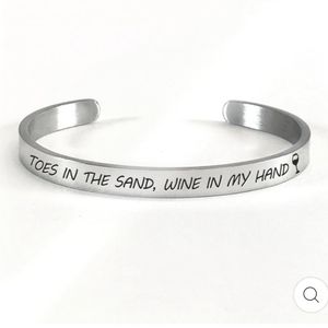 Toes In The Sand Wine In My Hand Cuff Bracelet